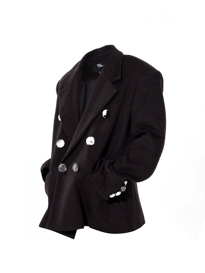Double-Breasted Shoulder Pad Tailored Jacket WN22655