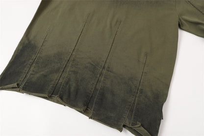 Washed Panel Raw Hem Short Sleeve T-Shirt WN26766