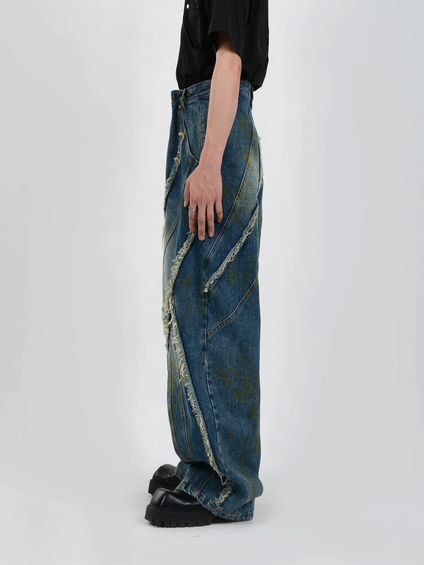 Fringe Wide-Leg Straight Denim Jeans WN7107