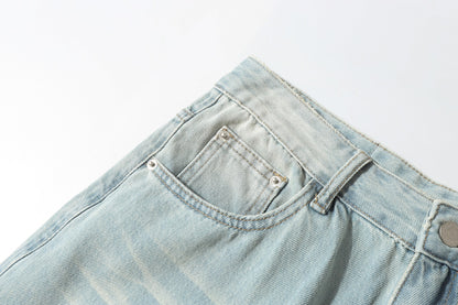 Washed Whisker Wide Leg Denim Jeans WN25873