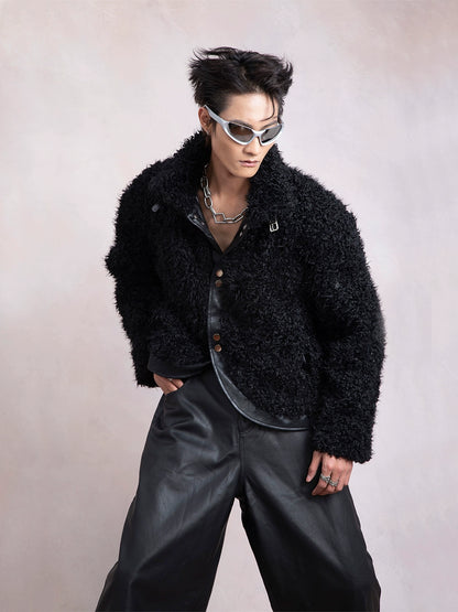 Patchwork Fake Fur PU Leather Jacket WN9272