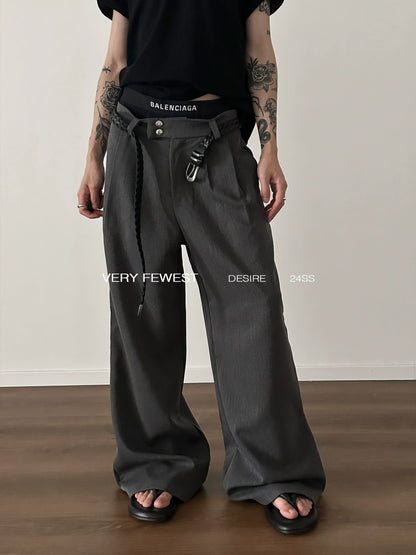 Metal Button Wide Leg Trousers WN8888