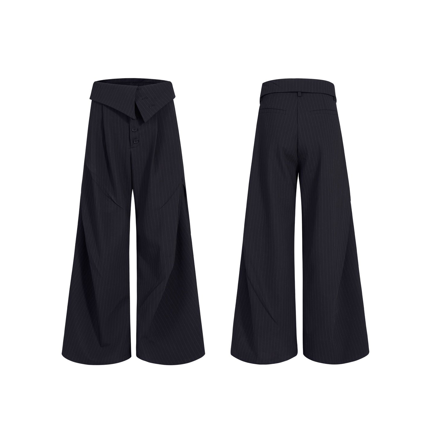 Foldable Waist Striped Wide Leg Trousers WN21770