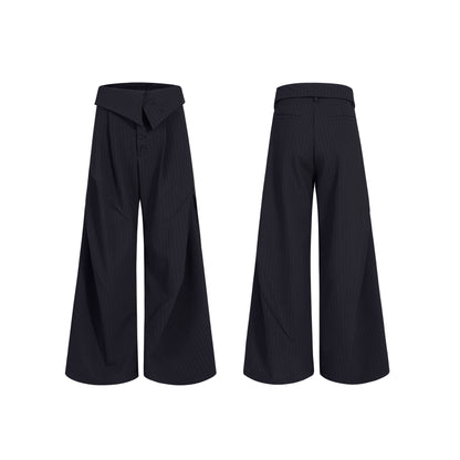 Foldable Waist Striped Wide Leg Trousers WN21770