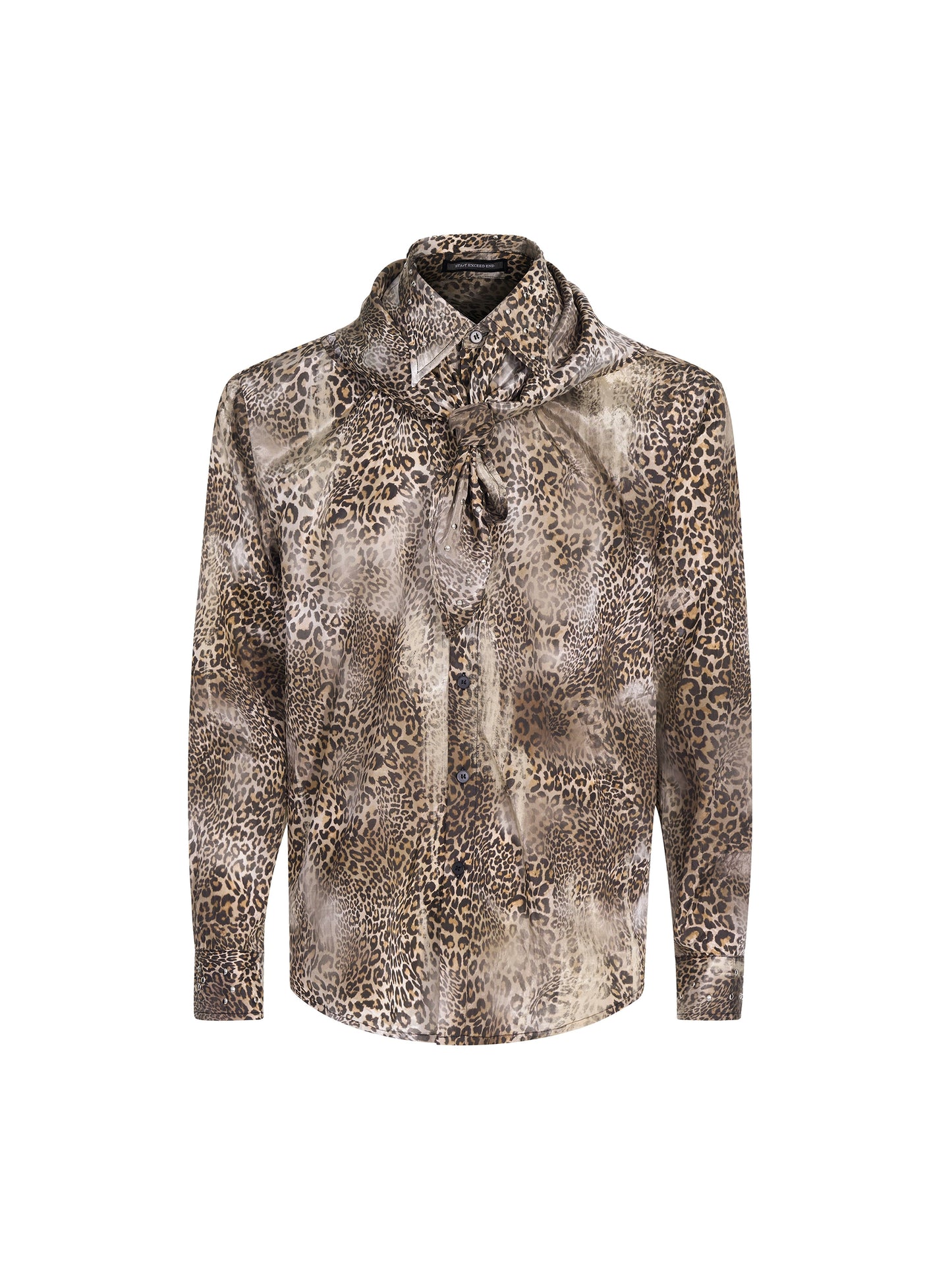 Leopard Print Shoulder-Pad Long Sleeve Shirt WN20942