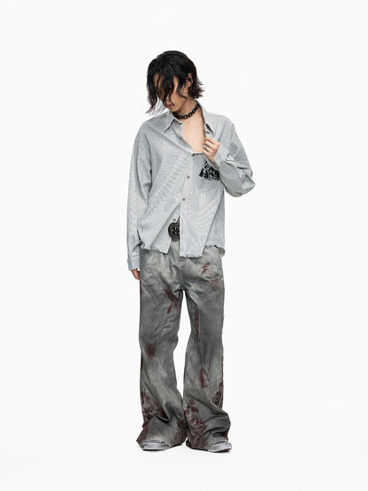 Stain Dye Seam Flare Denim Jeans WN27314