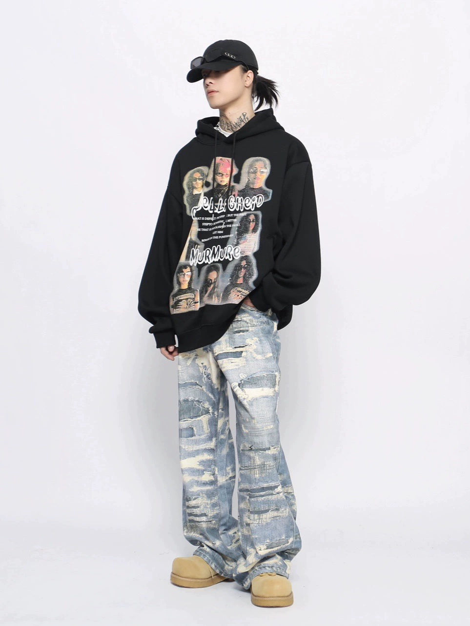 Graffiti Print Fleece Linning Pullover Hoodie WN10933