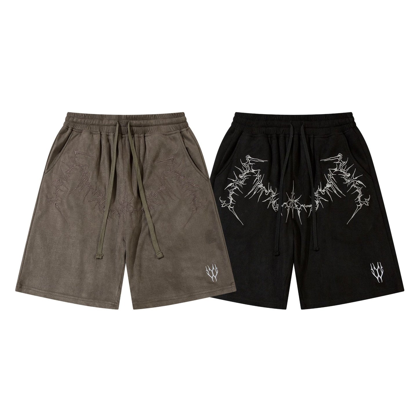 Suede Embroidery Wide Leg Half Pants WN16205