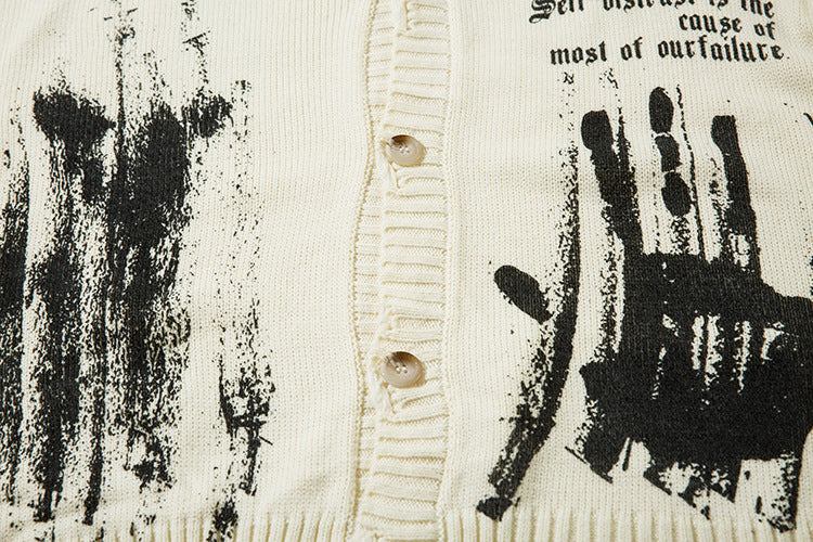 Graffiti Print Oversize Knit Cardigan WN11429