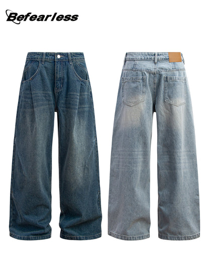 Washed Whisker Wide Leg Denim Jeans WN26186
