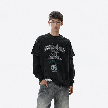 Fake Layered Letter Print Long Sleeve T-Shirt WN22106