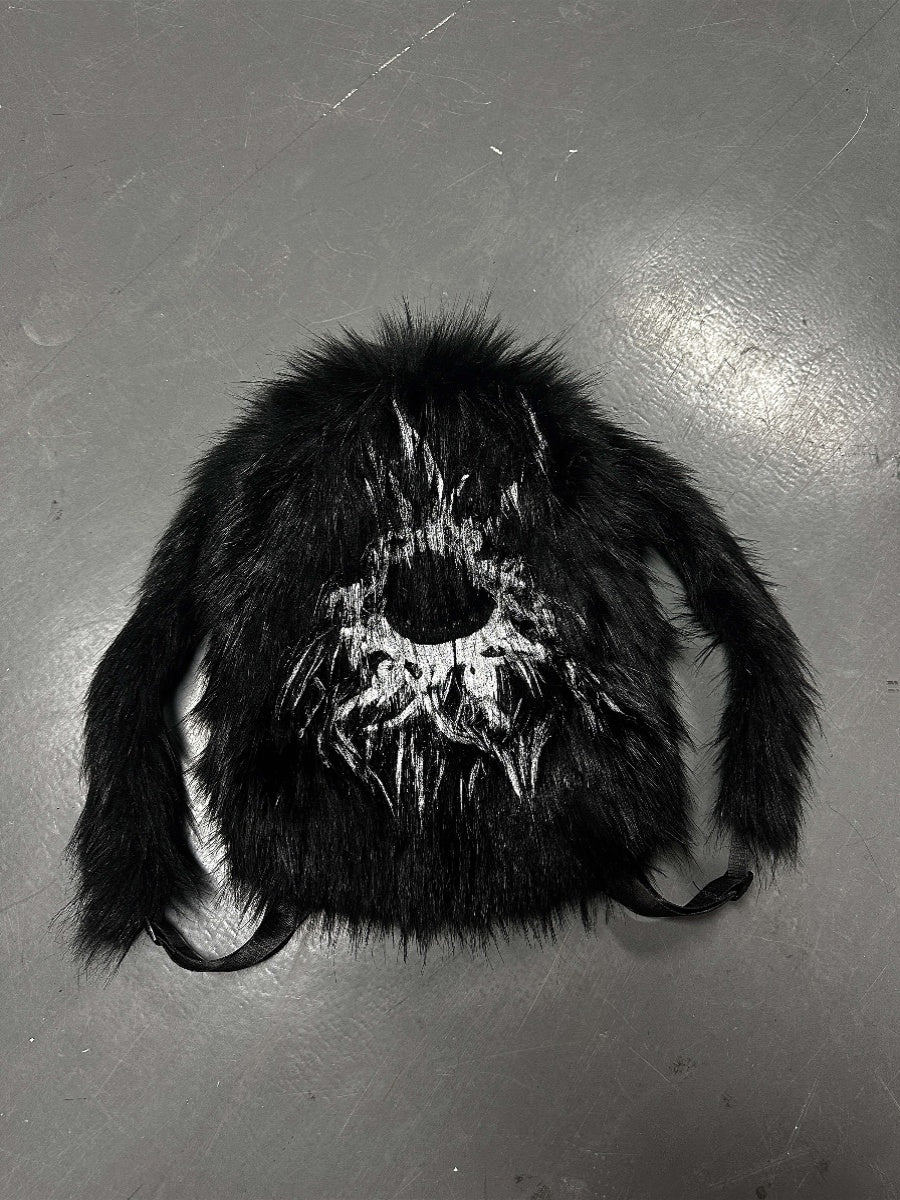 Totem Print Fur Plush Large-Capacity Backpack WN15782