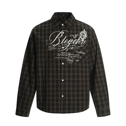 Print Oversize Plaid Long Sleeve Shirt WN20558