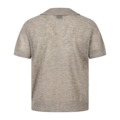 Openwork Short Sleeve Knit Polo Shirt WN25815