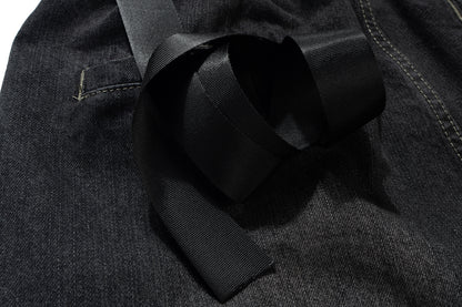 Drawstring Cargo Damage Denim Half Jeans WN25525