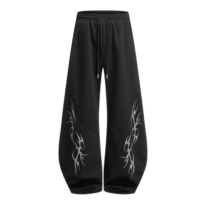 Thorn Print Zipper Hoodie & Thorn Print Wide Leg Sweatpants Setup WN25656