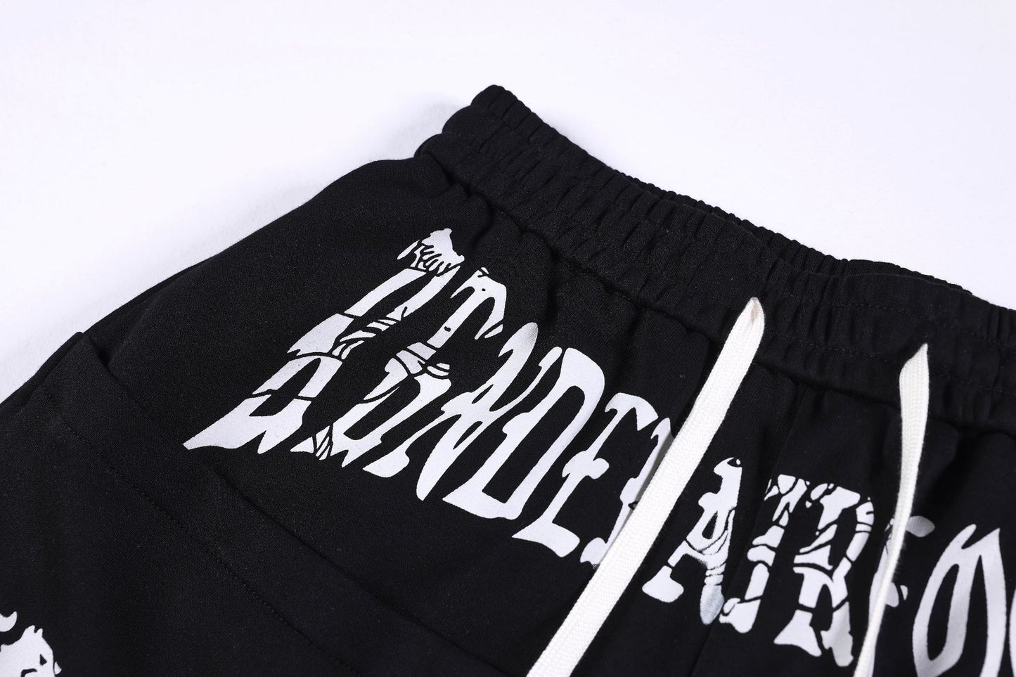 Graphic Print Panel Curved Wide Leg Sweatpants WN25931