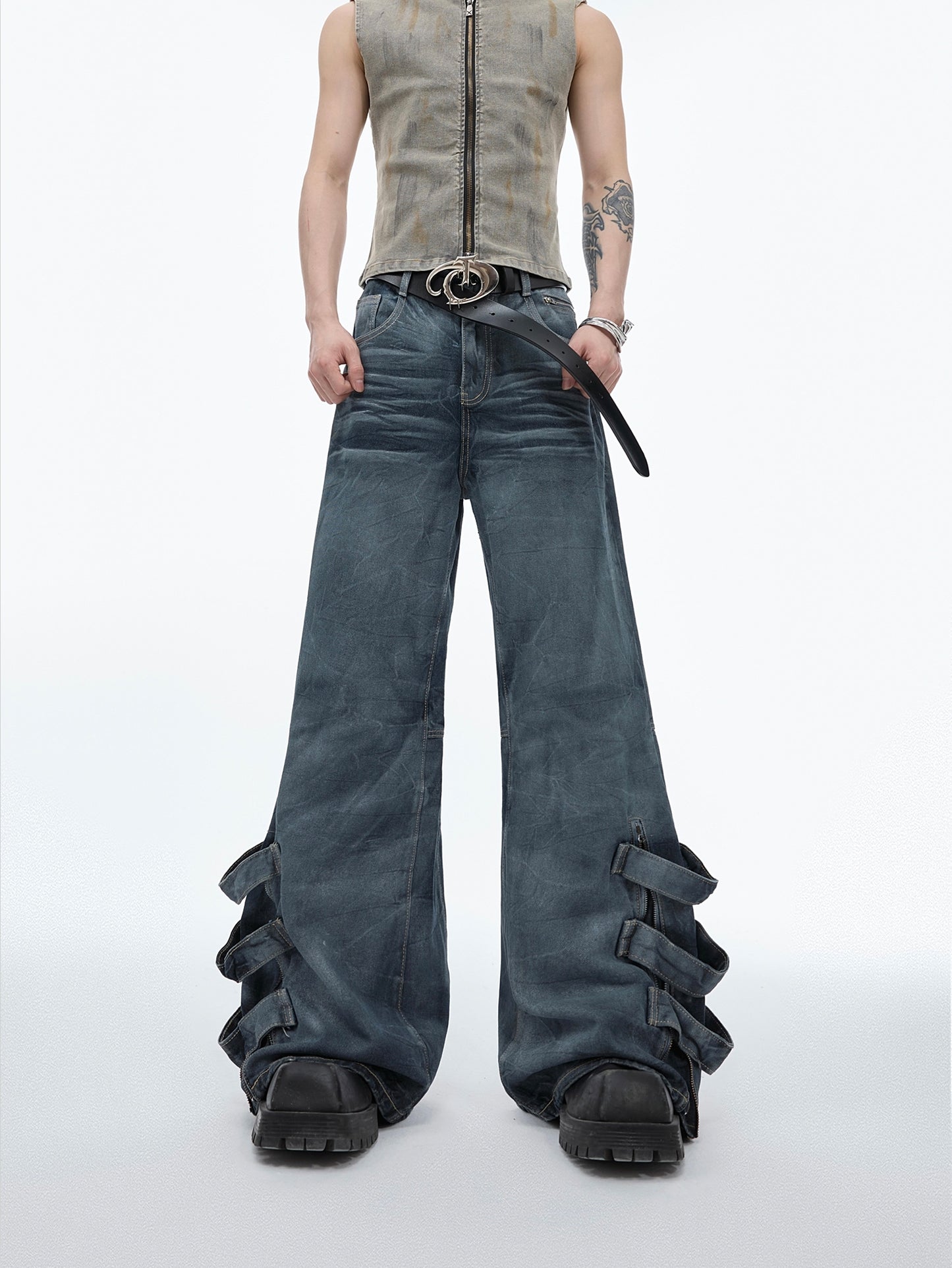 Wide-leg Flare Denim Jeans WN6498