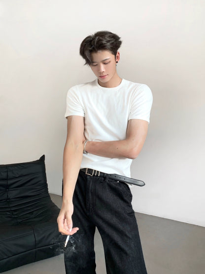 Plain Short Sleeve Knit T-shirt WN20090