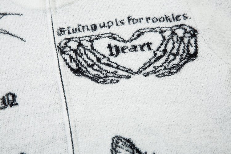 Butterfly Cross Design Oversize Zipper Knit Cardigan WN11170