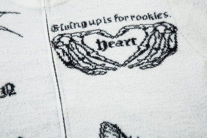 Butterfly Cross Design Oversize Zipper Knit Cardigan WN11170