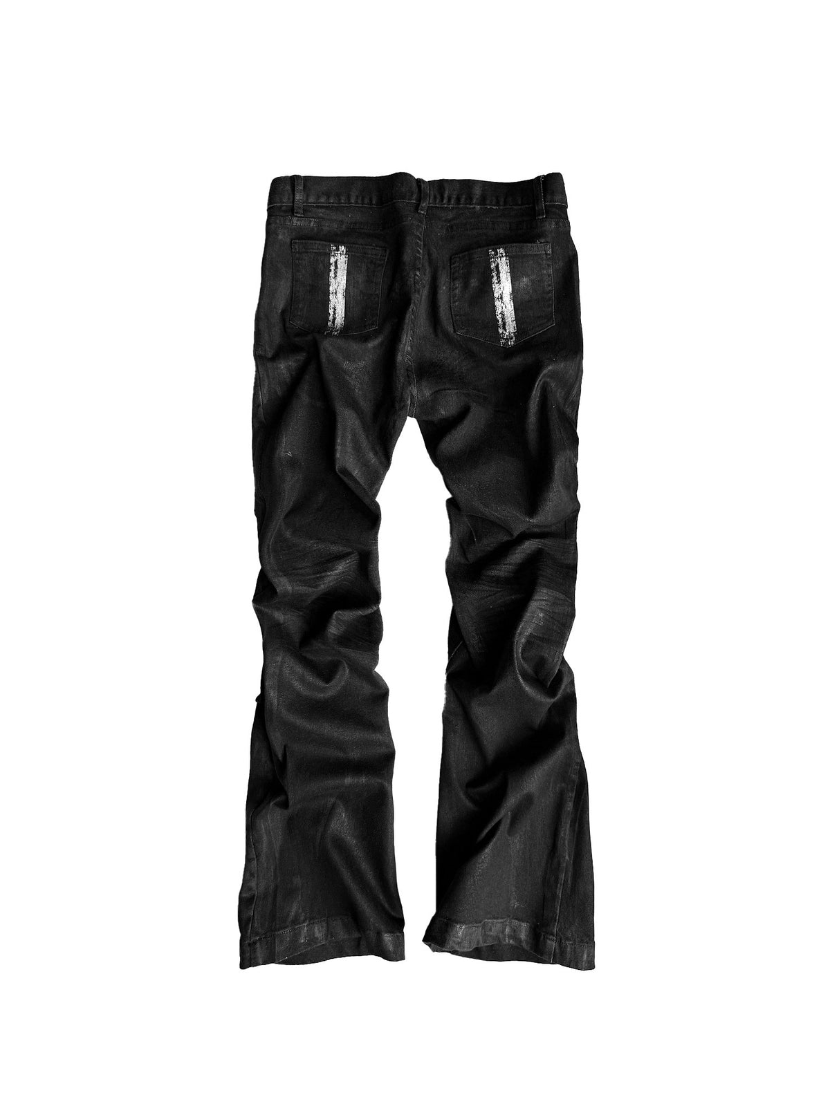 Foil Finish Whisker Pleats Low-Rise Denim Jeans WN27078