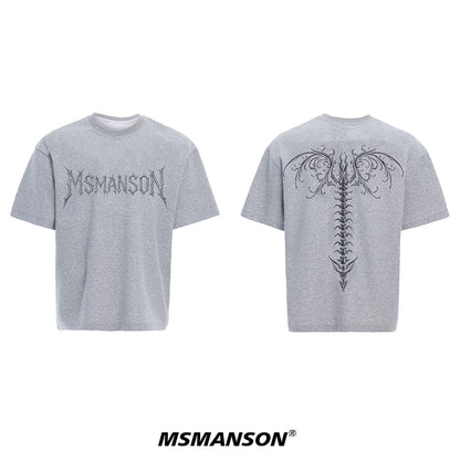Dragon Spine Bone Design Print Short Sleeve T-Shirt WN18650