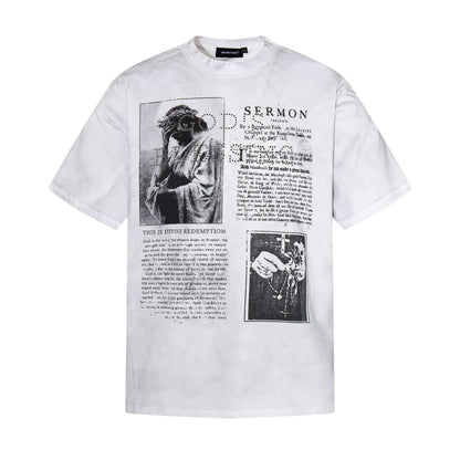 Portrait Letter Print Short Sleeve T-Shirt WN25545