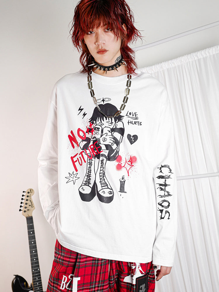 Anime-Inspired Oversize Long Sleeve T-Shirt WN15978