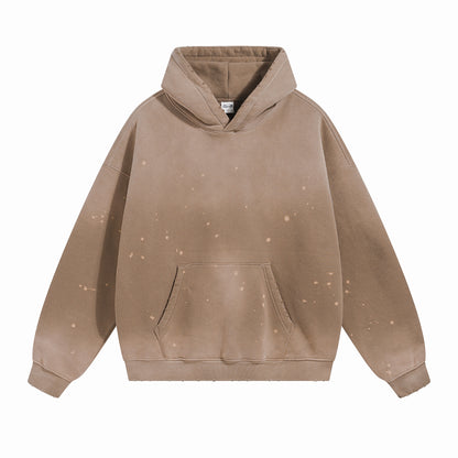 Fleece Linning Spray-Dye Washed Damage Hoodie WN9999