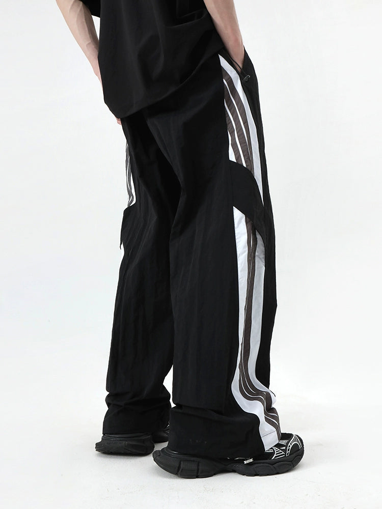 Sporty Stripe Parachute Wide-Leg Pants WN10320