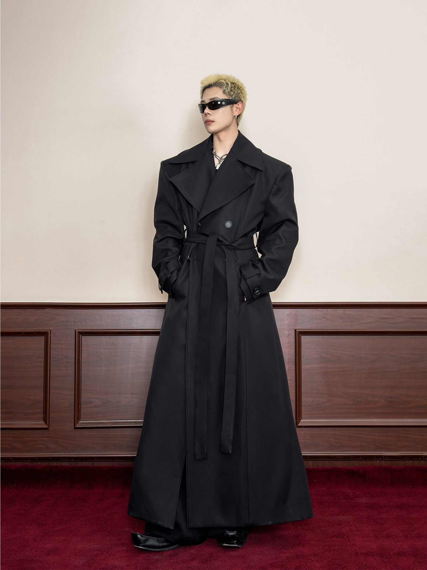 Large Lapel Waist Fit Wide Shoulder Coat WN20852