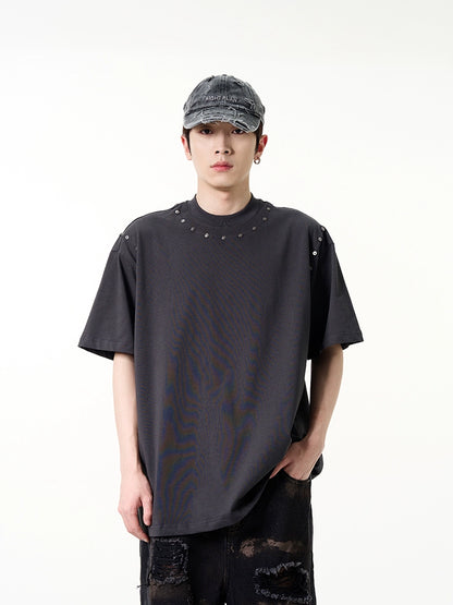 Metal Rivets Short Sleeve T-shirt WN7635