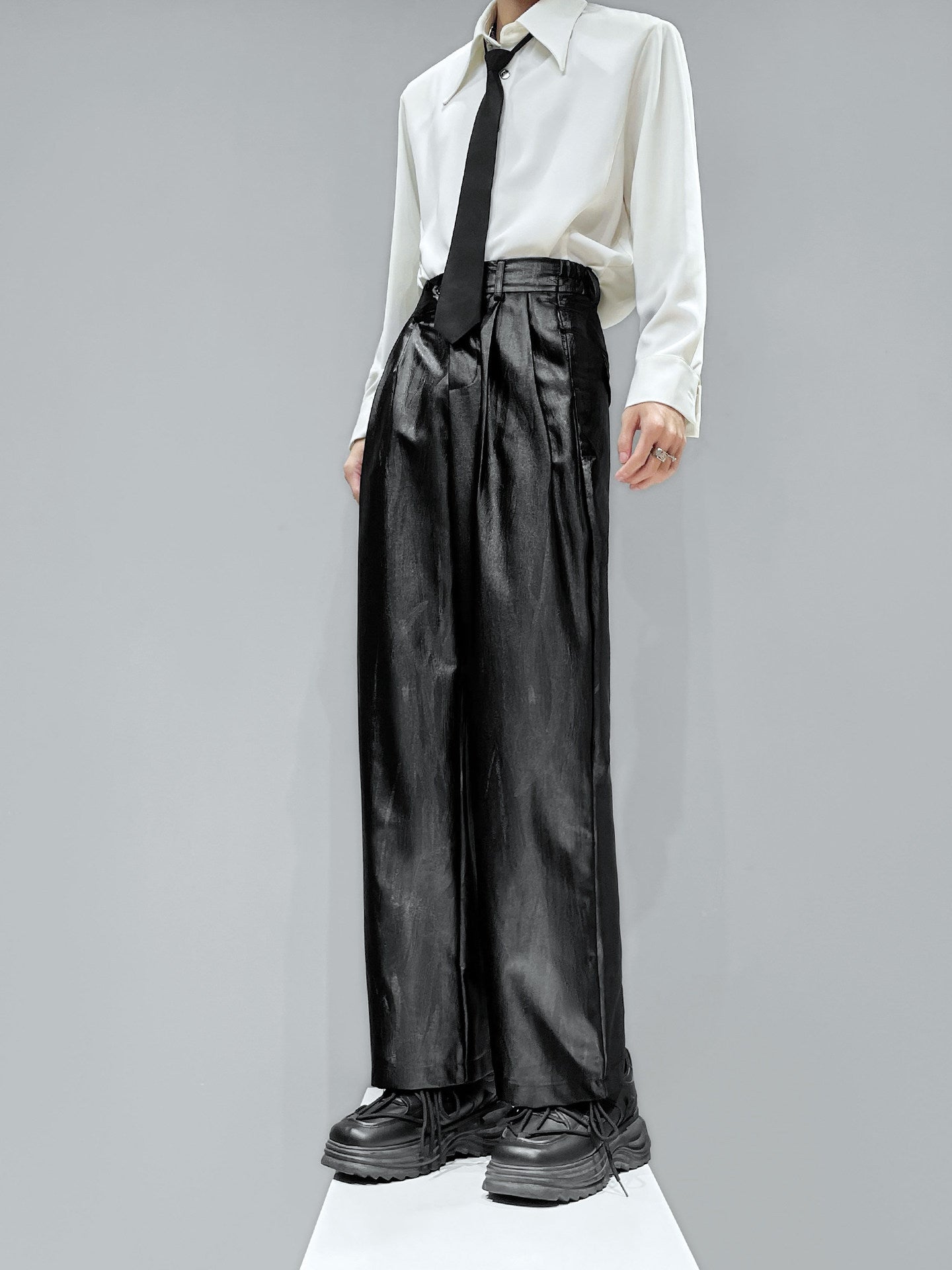 PU Leather Wide-Leg Straight Pants WN23962
