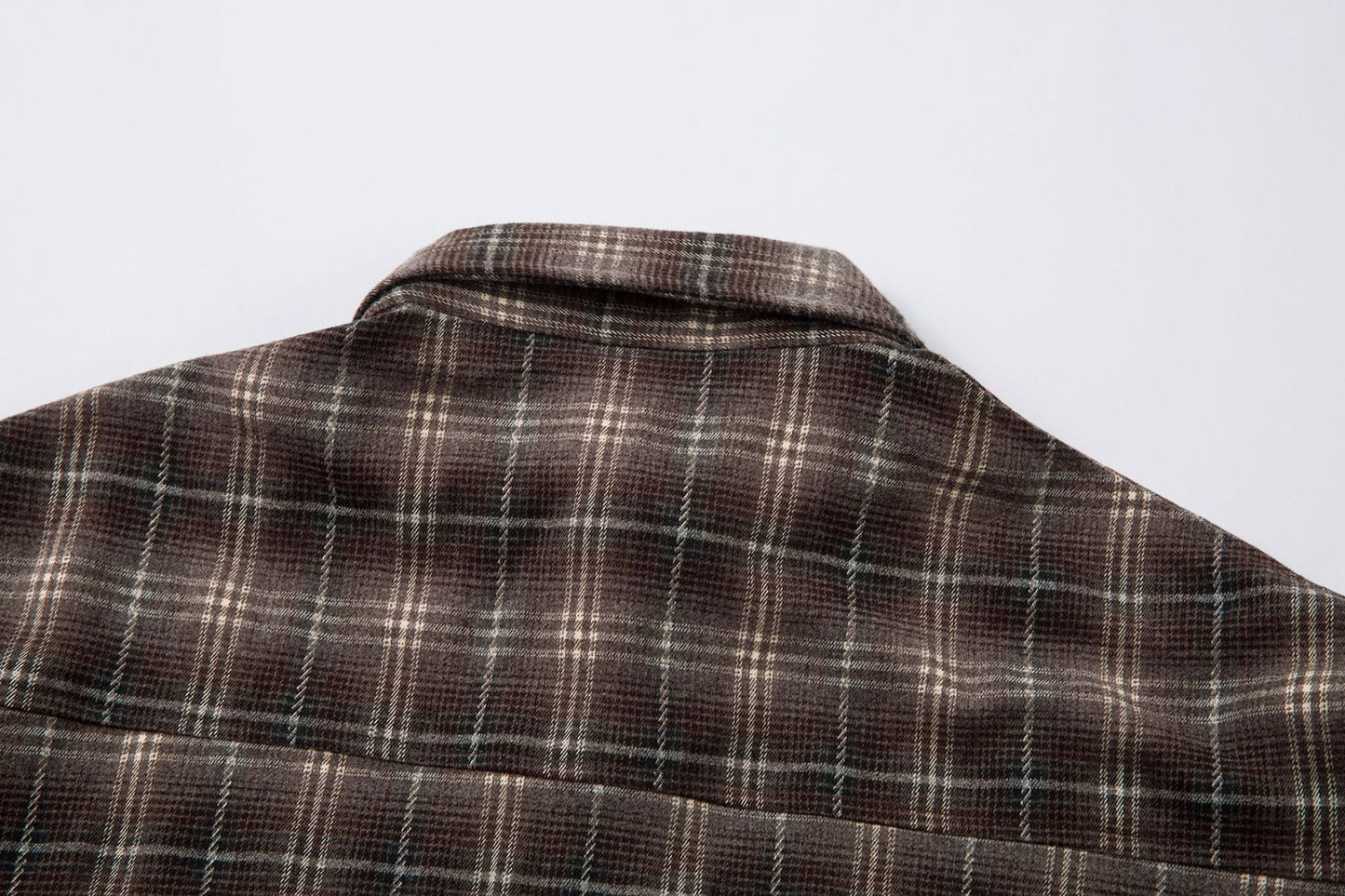 Plaid Letter Embroidery Fake Layered Long Sleeve Shirt WN25856