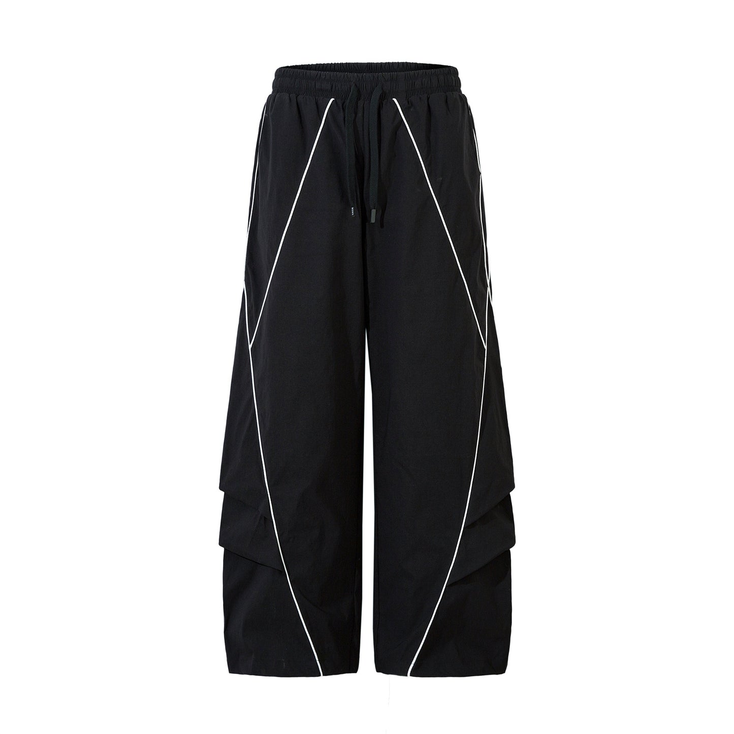 Wrinkled Reflective Drawstring Wide-Leg Pants WN15050