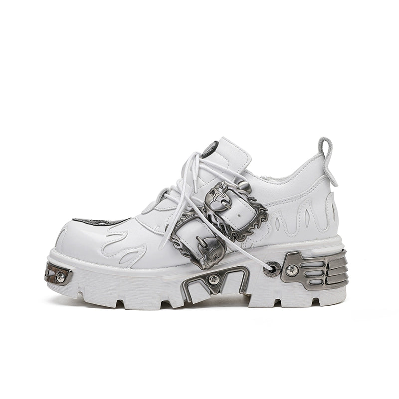 Metal Detail Chunky Sole Derby Leather Shoes WN19192