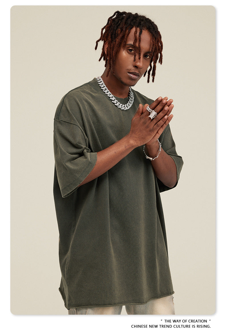 Washed Damage Oversize Short Sleeve T-Shirt WN6068