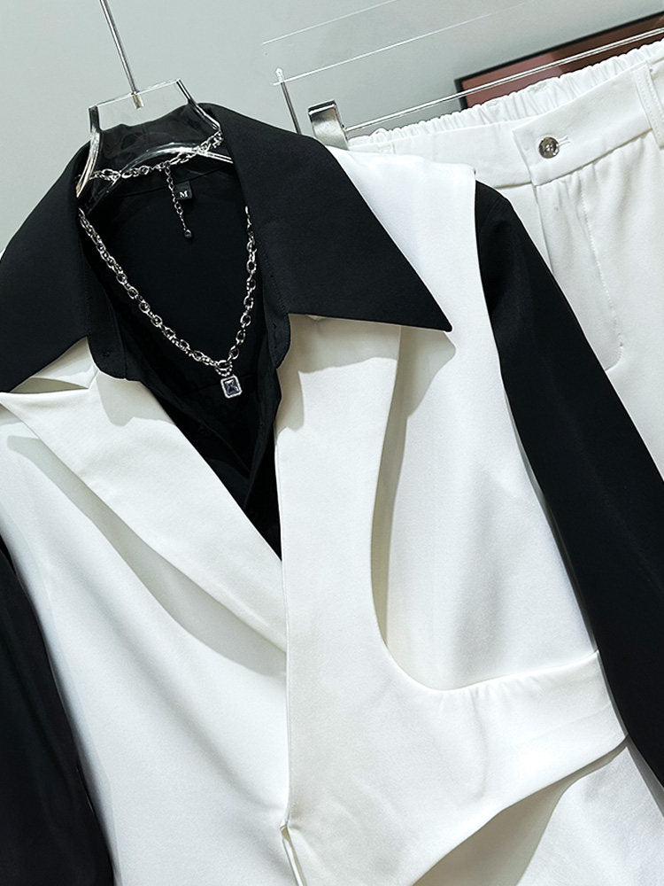 Asymmetric Vest& Straight Trousers Setup WN23939
