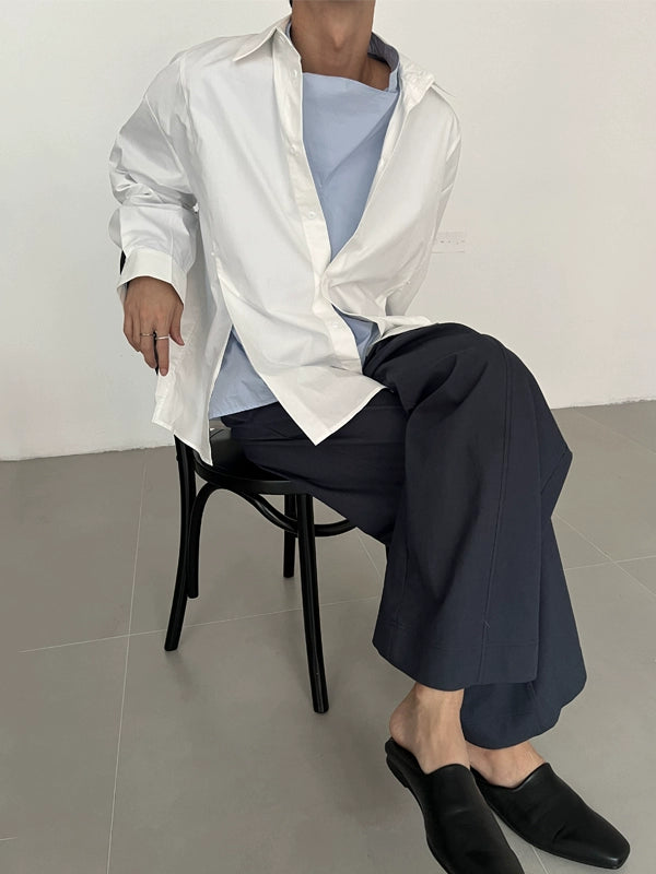 Adjustable Waist High Slit Long Sleeve Shirt WN21600