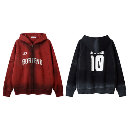 Washed Spray-Paint Letter Print Oversize Pullover Hoodie WN11483