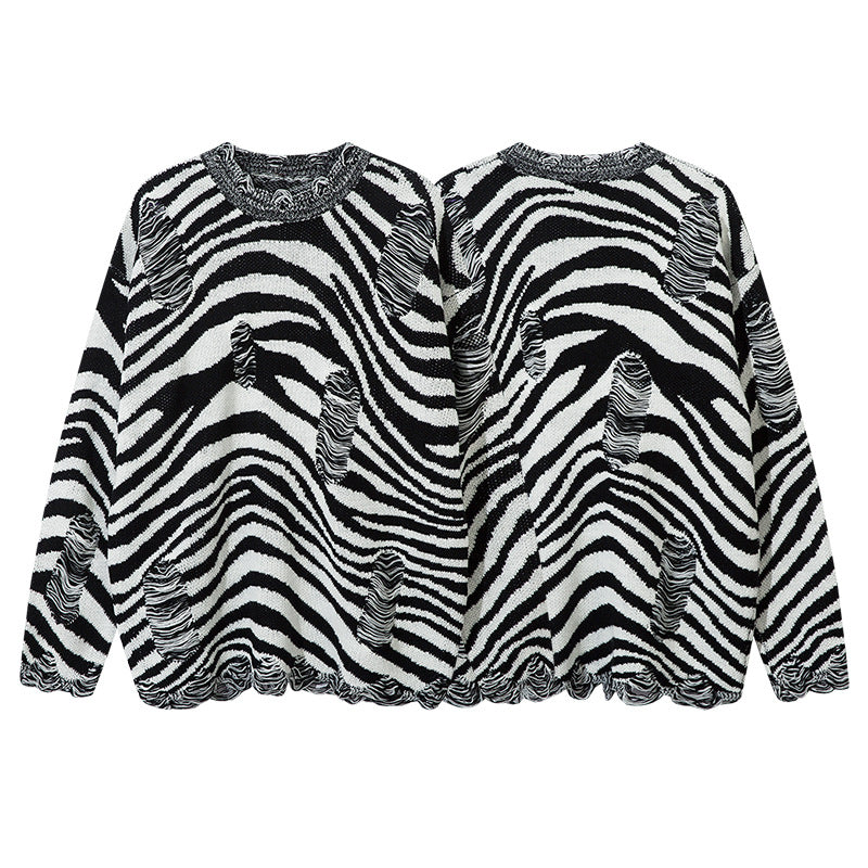 Zebra Print Oversize Knit Sweater WN11419