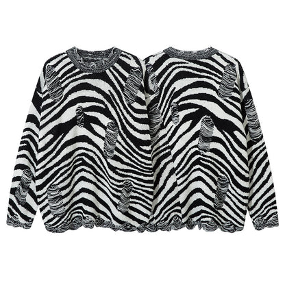 Zebra Print Oversize Knit Sweater WN11419