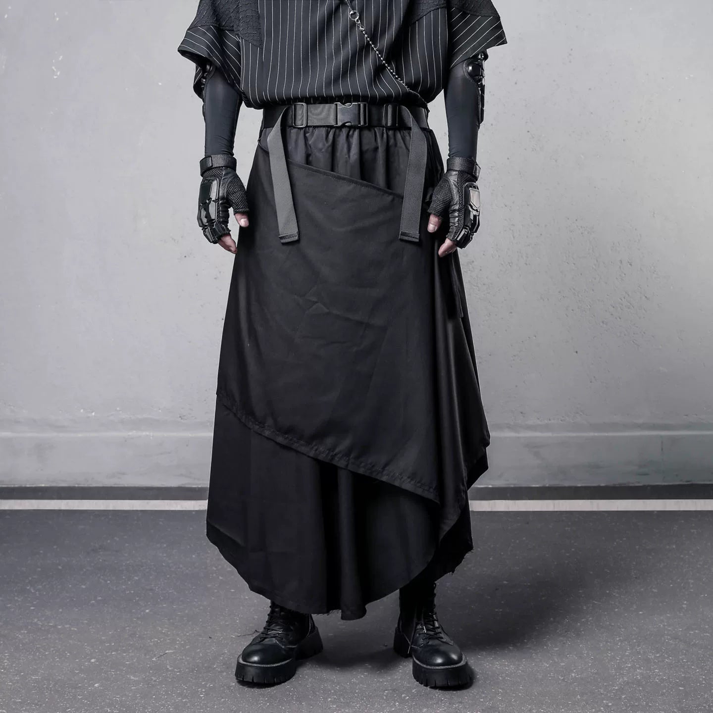 Draped Fake Layered Wide Leg Harem Pants WN22581