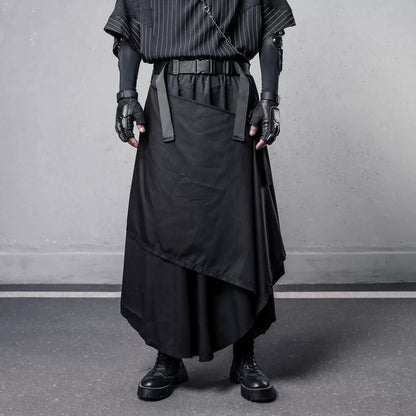 Draped Fake Layered Wide Leg Harem Pants WN22581