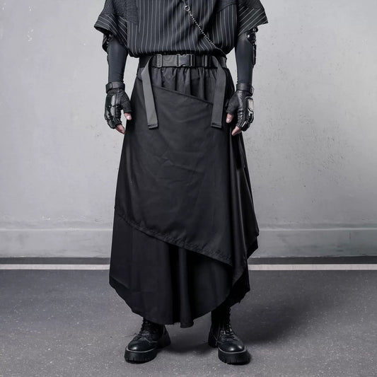 Draped Fake Layered Wide Leg Harem Pants WN22581