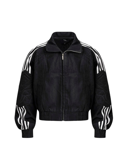 Patchwork Stand Neck Jacket & Patchwork Wide Leg Pants Setup WN20380