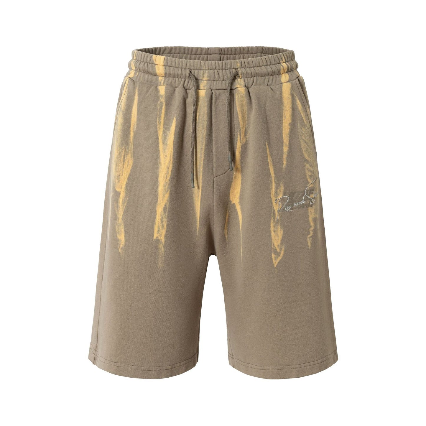 Drawstring Wash Tie-Dye Damage Half Sweatpants WN25589