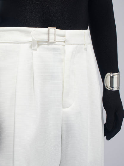 Metal Buckle Design Wide Leg Trousers WN23653