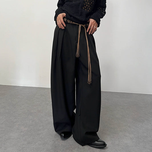 Woven Belt Draping Wide Leg Trousers WN22028